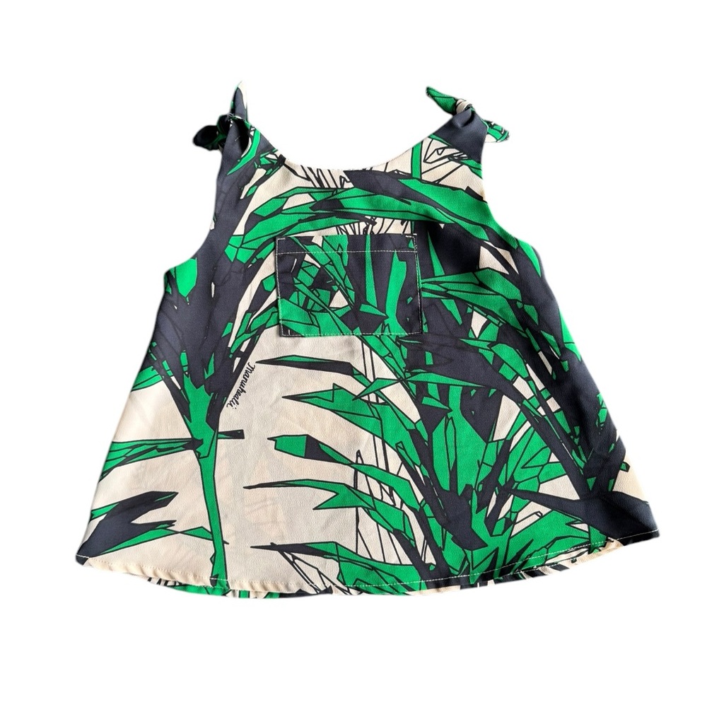 Manuheali’i Green Black & Off-White Sleeveless Blouse Toddler Sz Small